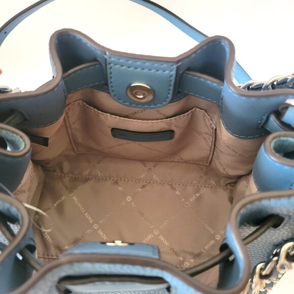 Michael Kors Mina Small Belt Chain Inlay Crossbody Cornflower Handbag - Picture 7 of 7